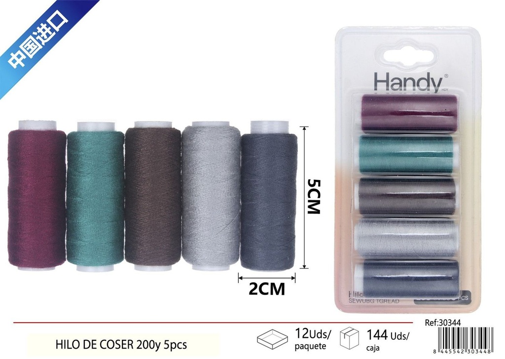 Hilo de coser 200 yardas 5 pcs - Accesorios de costura