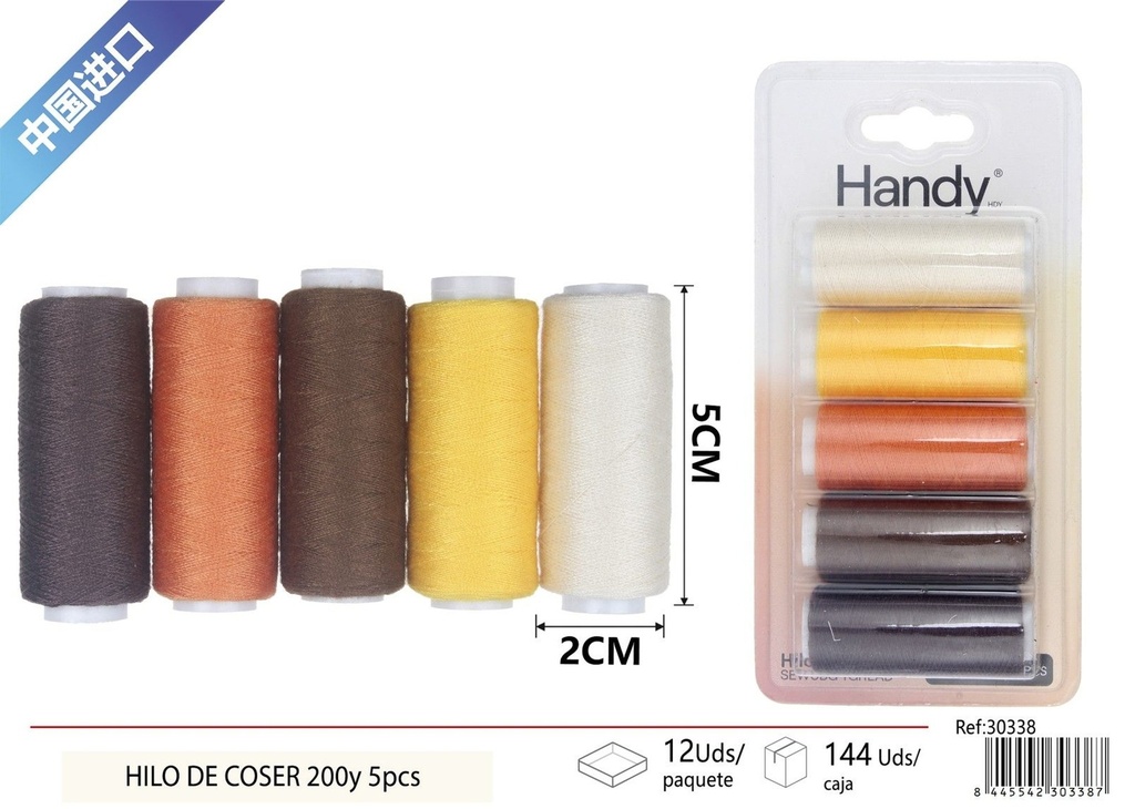 Hilo de coser 200 yardas 5 pcs - Accesorios de costura