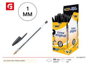 Bolígrafo BIC cristal negro - Suministros escolares