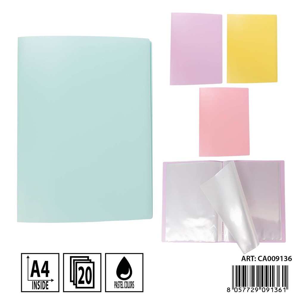 Carpeta flexible pastel A4 20 páginas - Carpeta de oficina