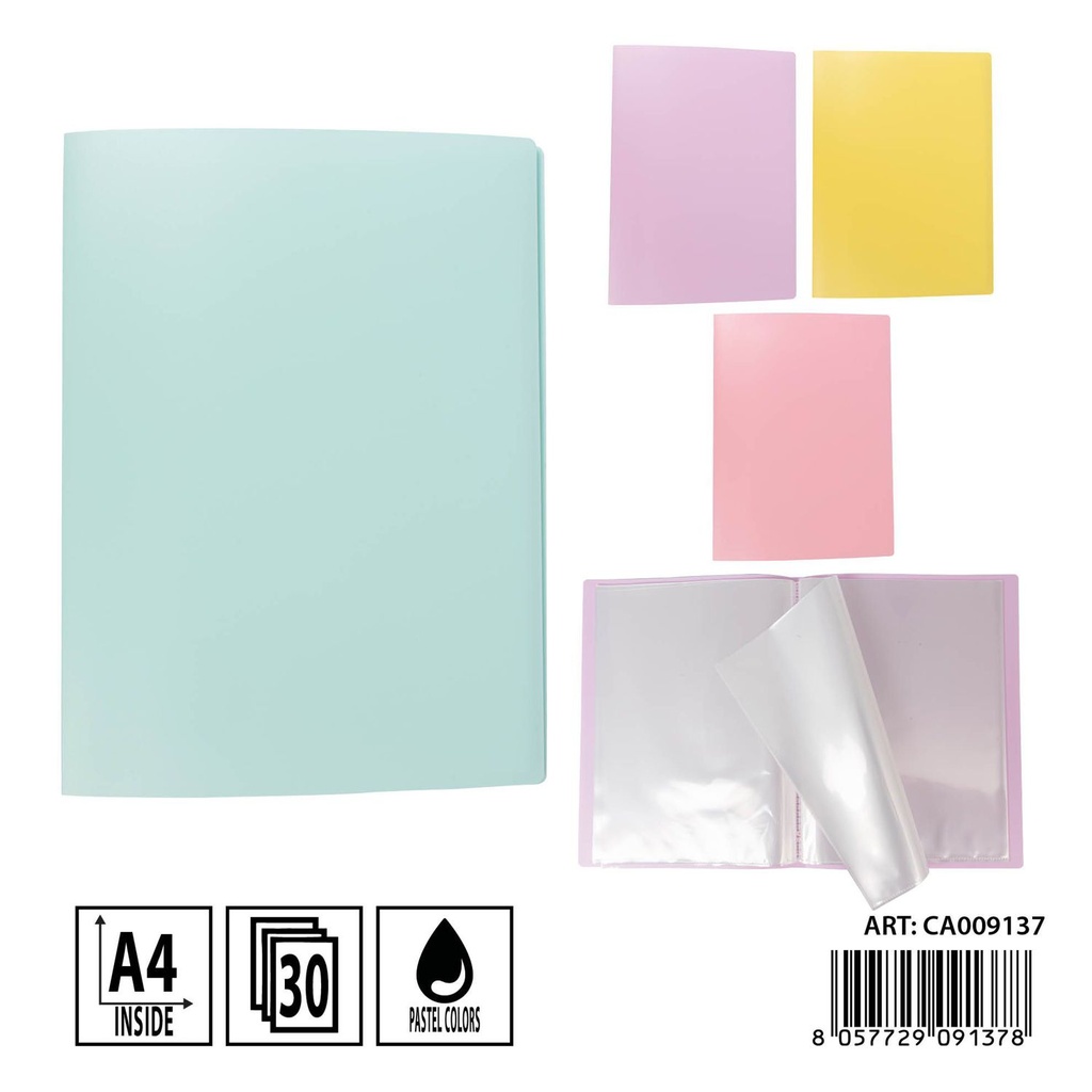 Carpeta flexible pastel A4 30 páginas - Carpeta de oficina