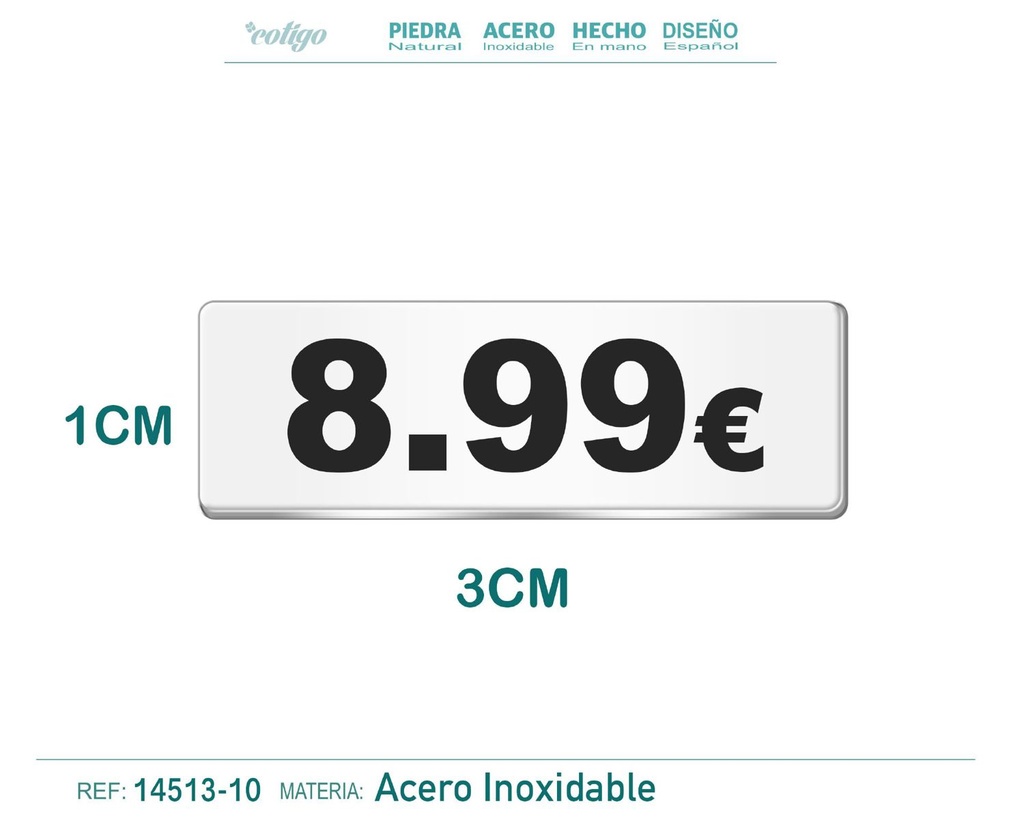 Placa de acero 1x3cm 8.99 - Accesorios para bisutería