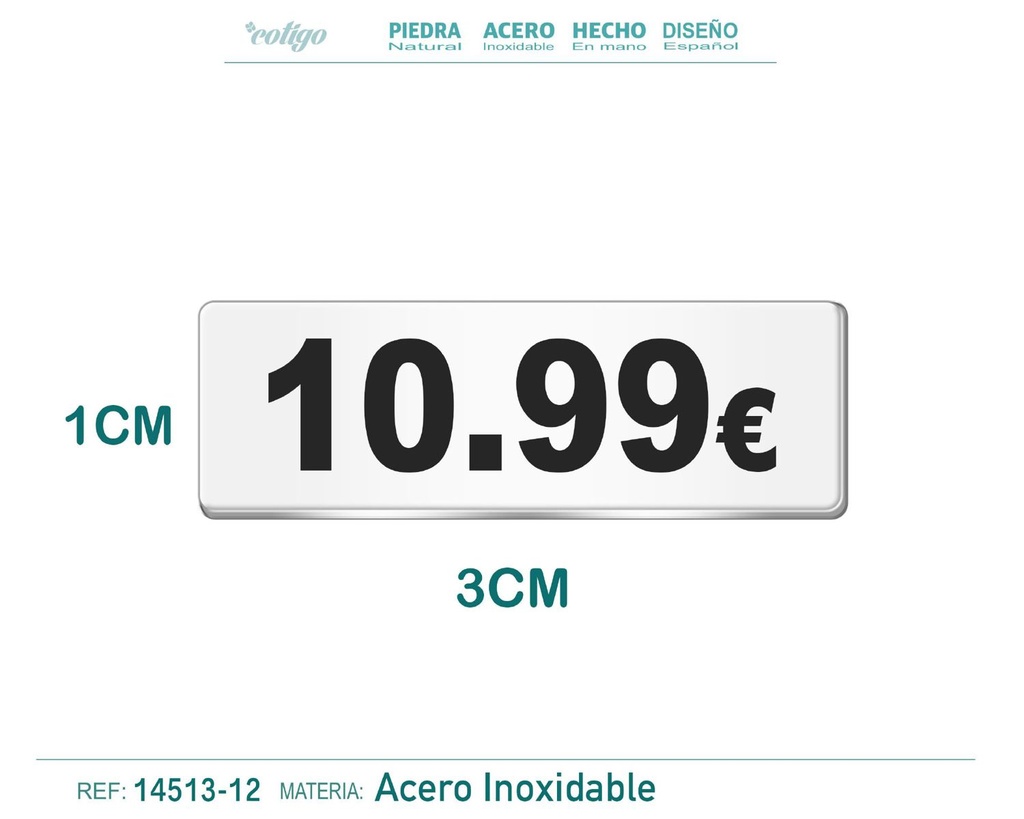 Placa de acero 1x3cm 10.99 - Accesorios para bisutería