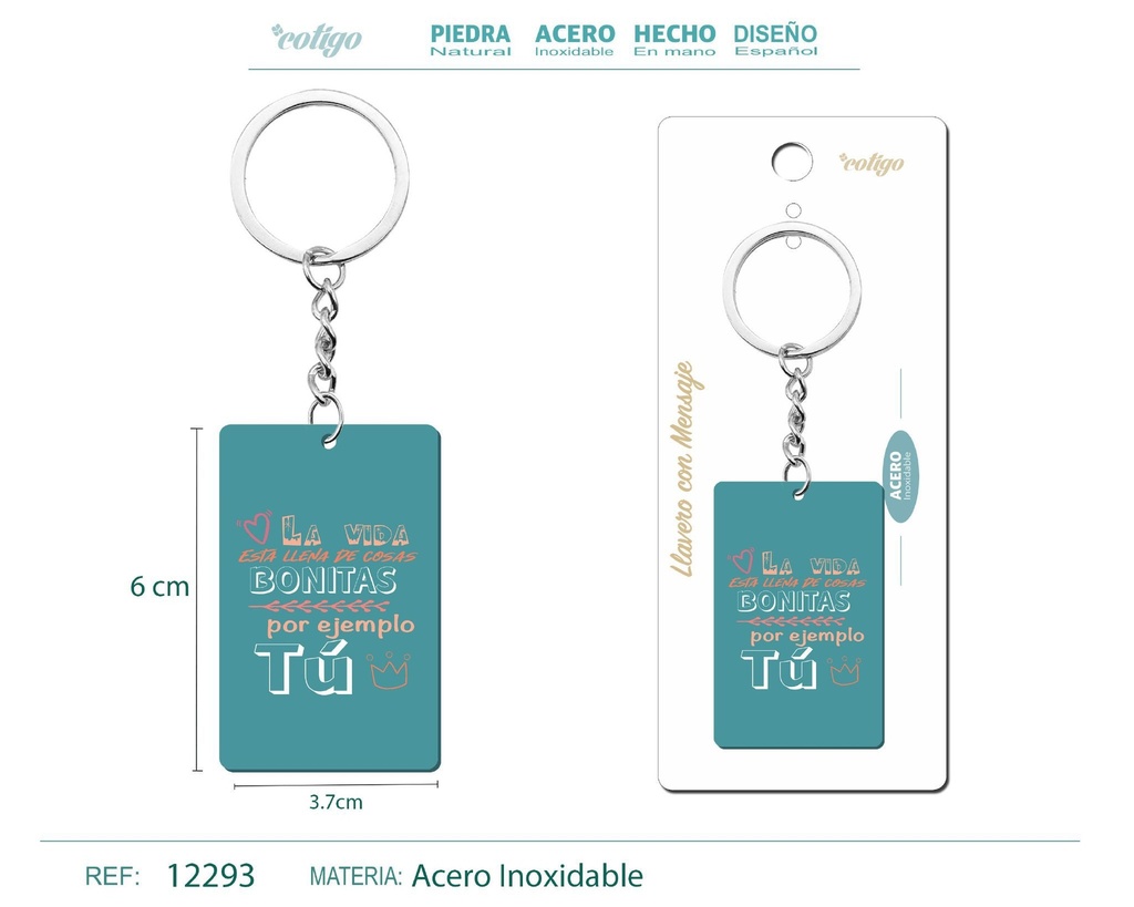 Llavero con mensaje y accesorio de acero - Accesorios personales y de regalo