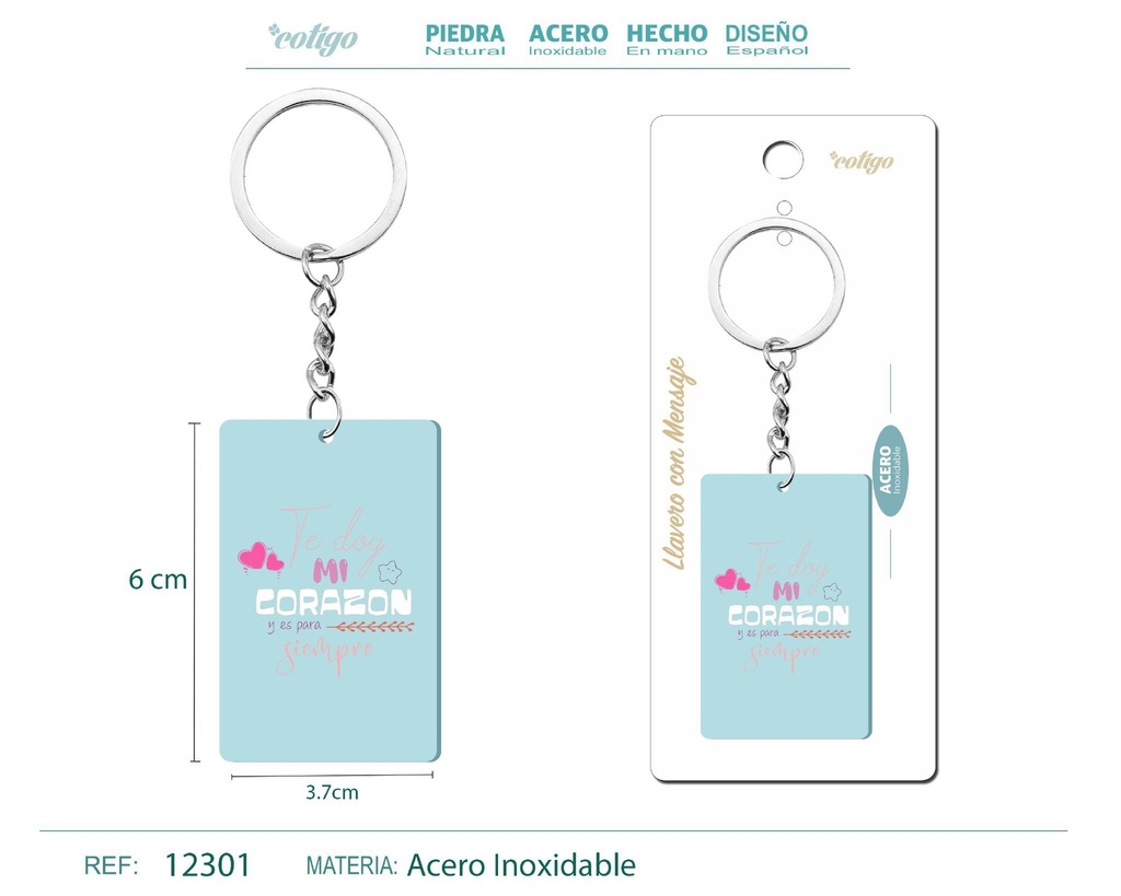Llavero con mensaje colorido con accesorio de acero - Accesorios y llaveros