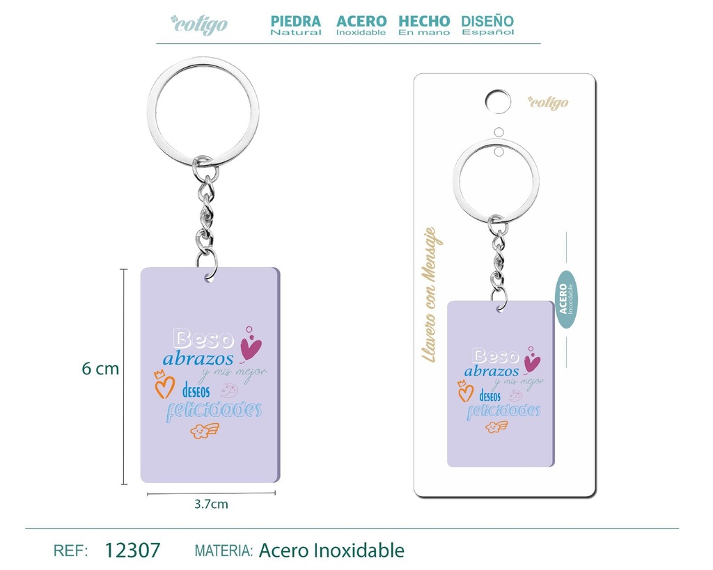 Llavero con mensaje colorido con accesorio de acero - Accesorios y llaveros