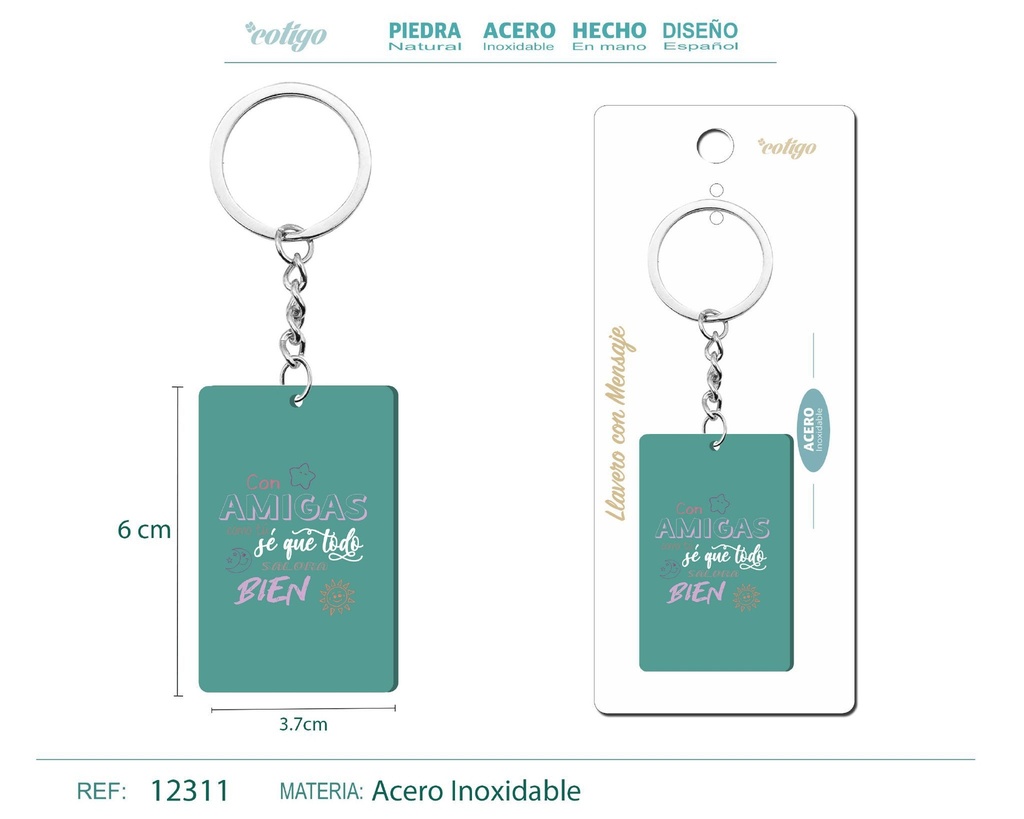 Llavero con mensaje y accesorio de acero - Accesorios personales y de regalo