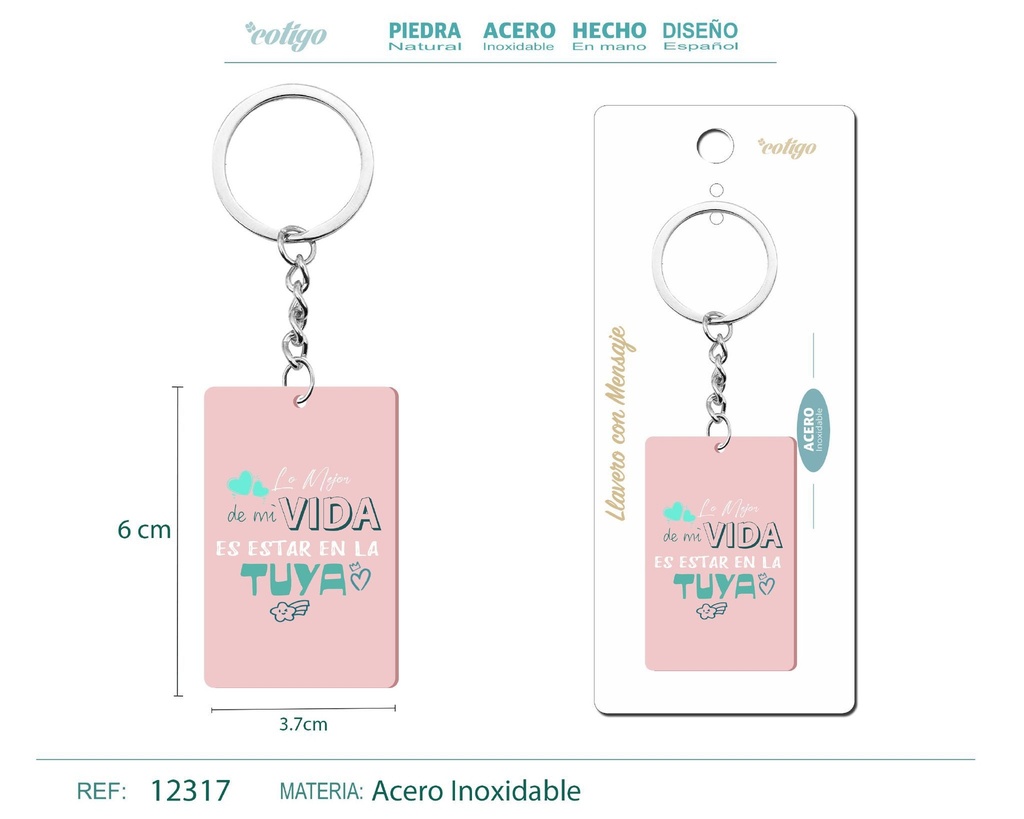 Llavero con mensaje colorido con accesorio de acero - Accesorios y llaveros
