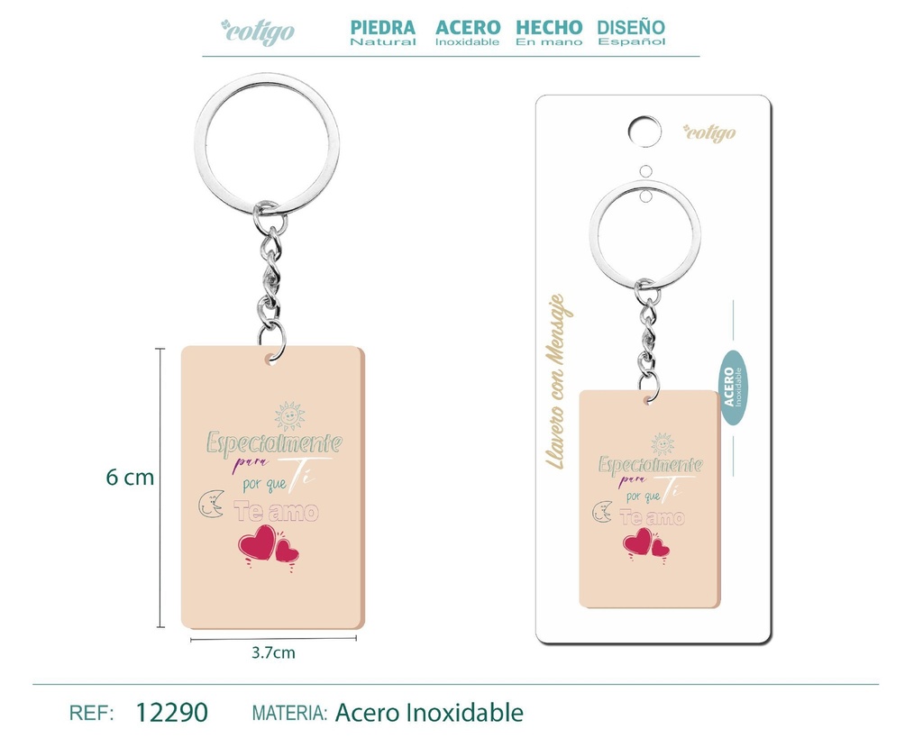 Llavero con mensaje colorido con accesorio de acero - Accesorios y llaveros