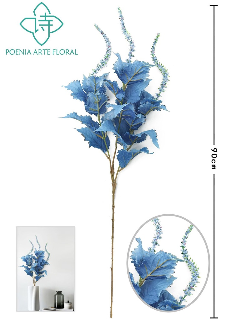 Rama de hojas de albahaca azules - Decoración y plantas artificiales