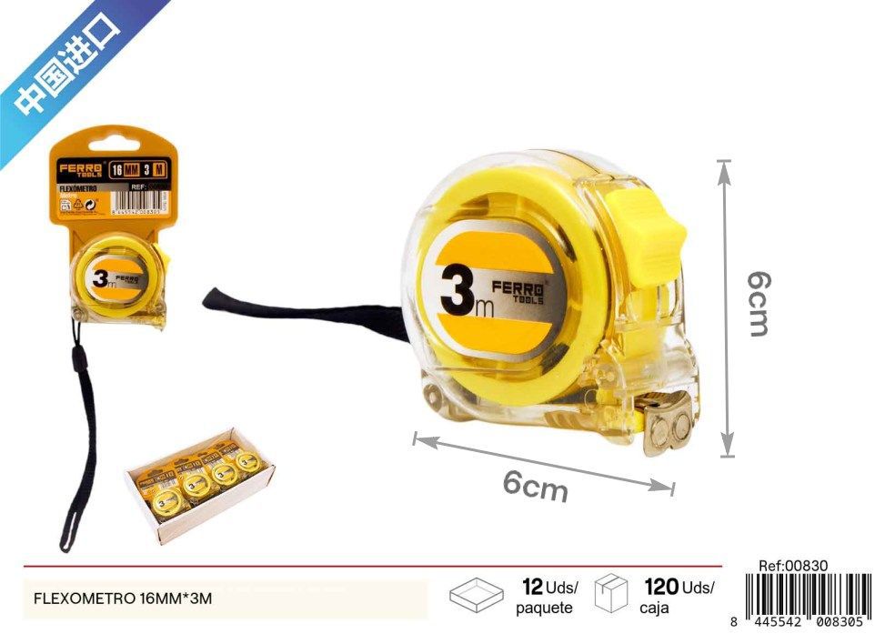 Flexómetro transparente con imán 16 mm x 3 m - herramientas de medición para ferretería