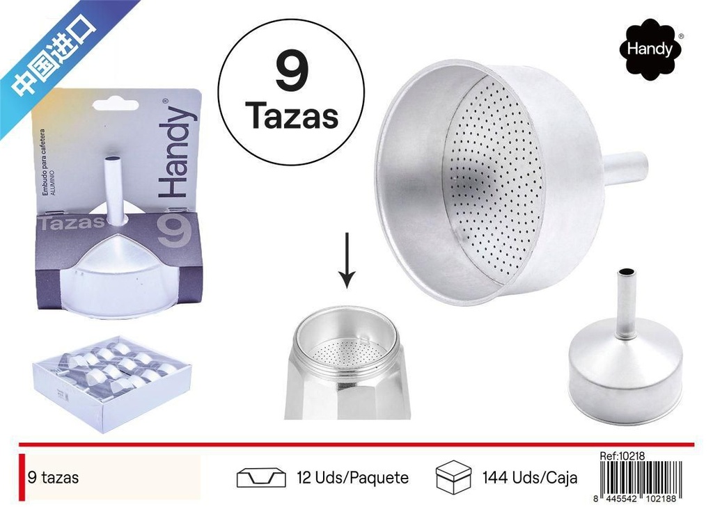 Embudos de aluminio para cafetera (9 tazas) - Cocina y accesorios