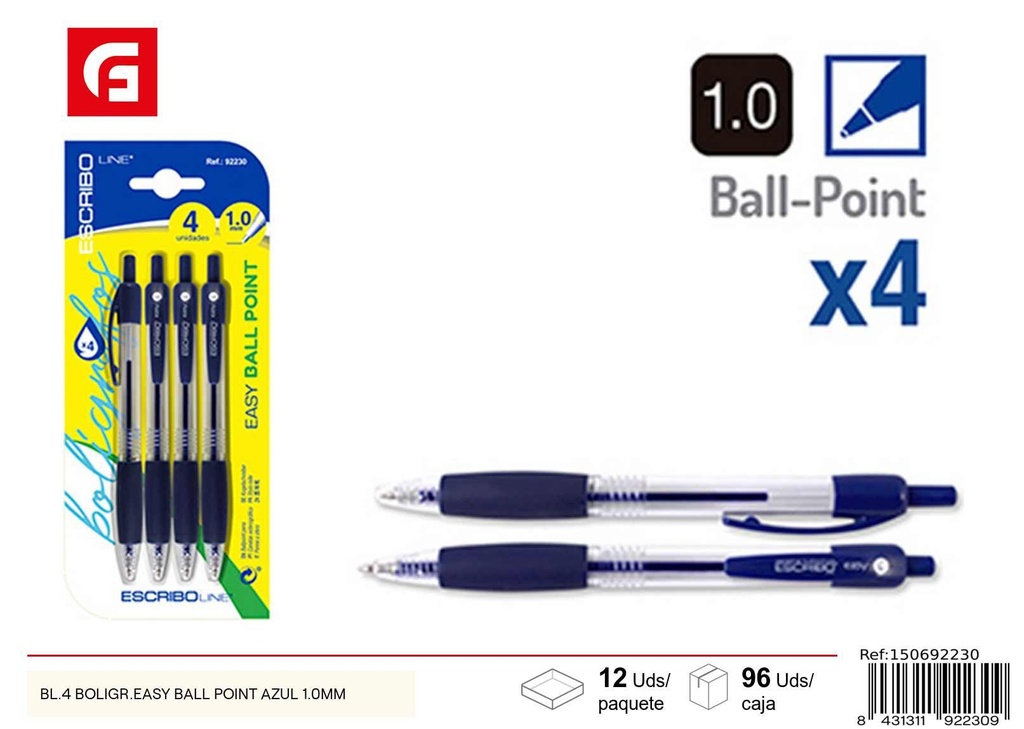 Bolígrafo azul Easy Ball Point 1.0mm - Material escolar y escritura