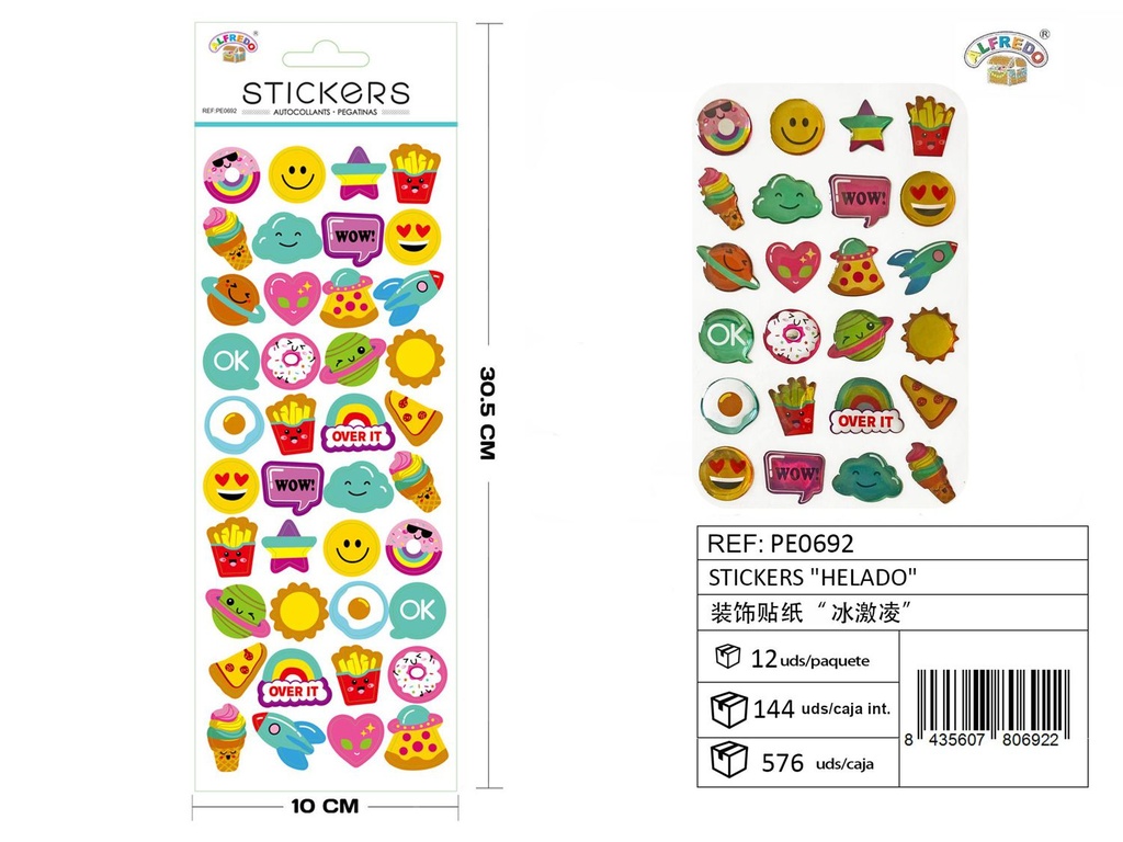 Stickers "Helado" 10 x 30,5 cm - Adhesivos decorativos y manualidades