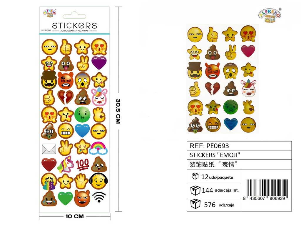 Stickers "Emoji" 10 x 30,5 cm - Adhesivos decorativos y manualidades
