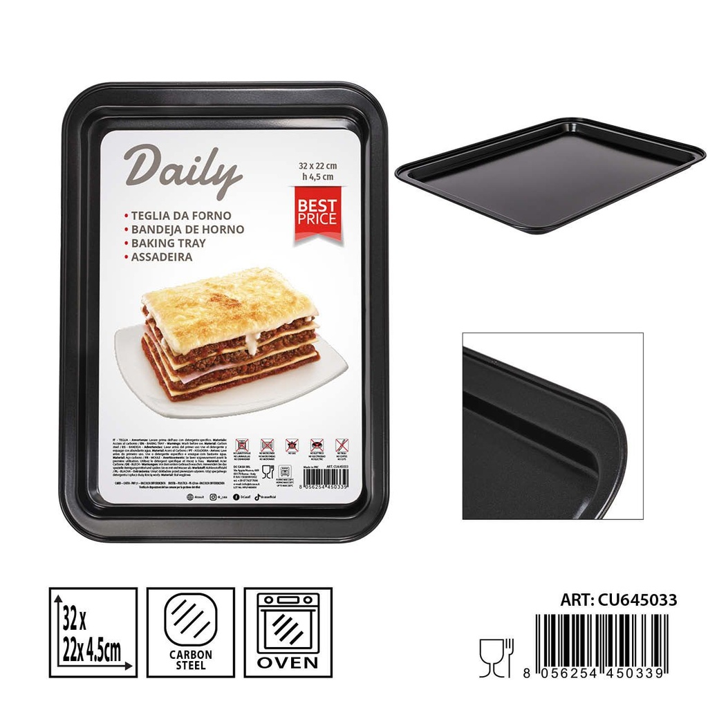 Bandeja de horno rectangular 32x22x4.5 cm - Utensilios de cocina