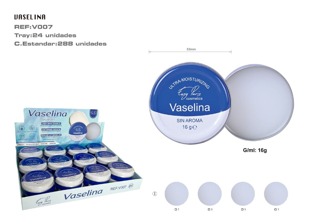 Vaselina sin aroma 288/U - Cosmético para labios