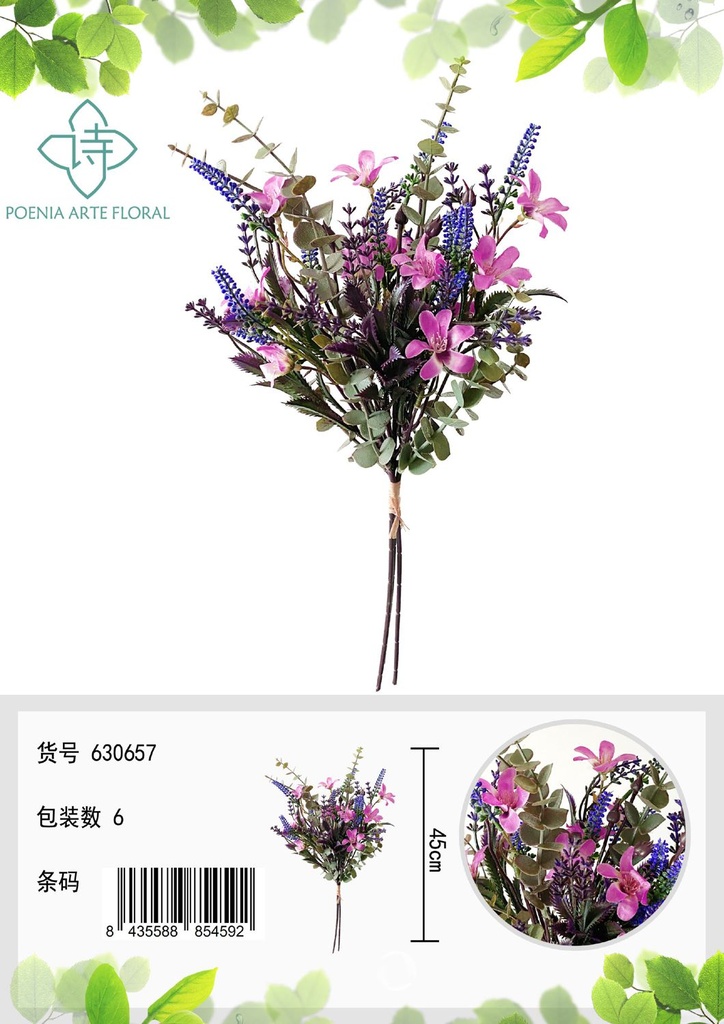 Ramo de flores artificiales - Eucalipto pequeño ramo de flores oscuro