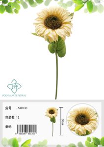 Ramo de flores artificiales - 1 cabeza de girasol en piel 50 cm