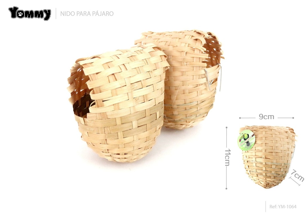 Nido de pájaro 9x7x11cm de bambú trenzado - Accesorios para mascotas