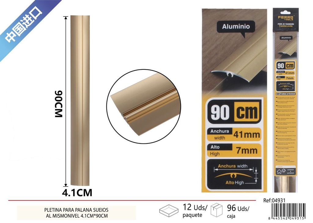 Perfil de transición para suelo 4.1*90cm dorado mate - Accesorios de instalación de suelos