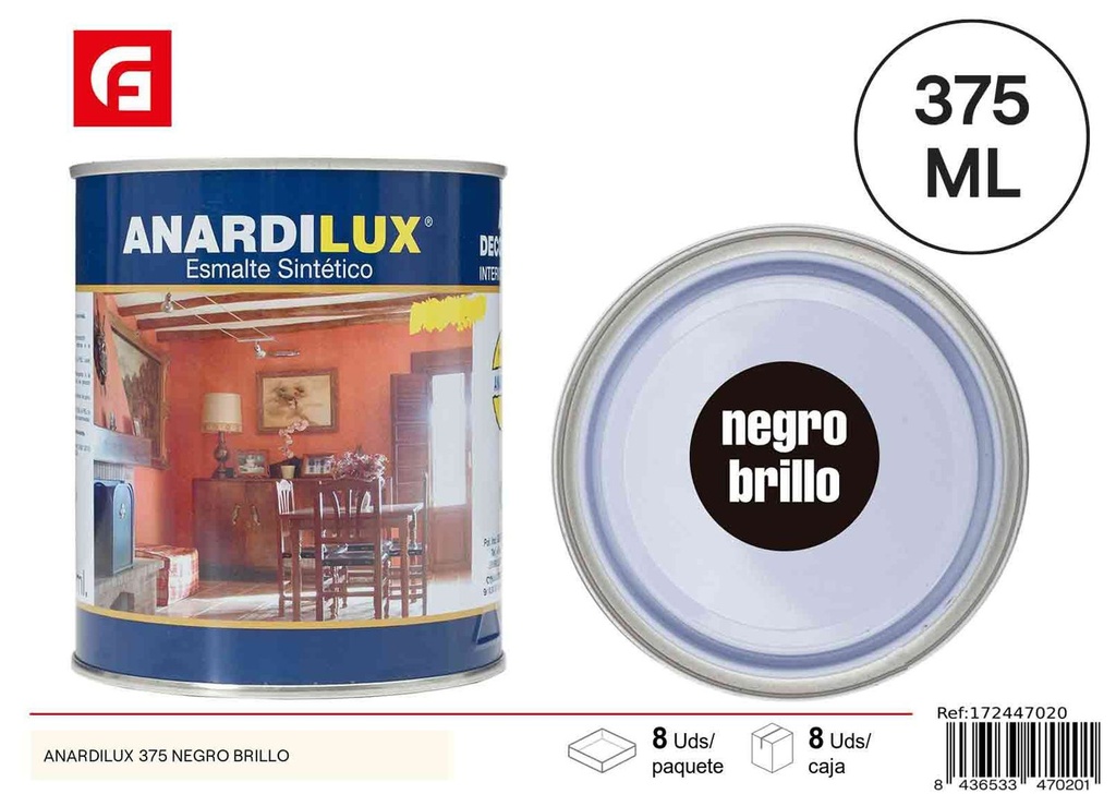 Pintura esmalte acrílico negro brillo 375 - Pinturas 