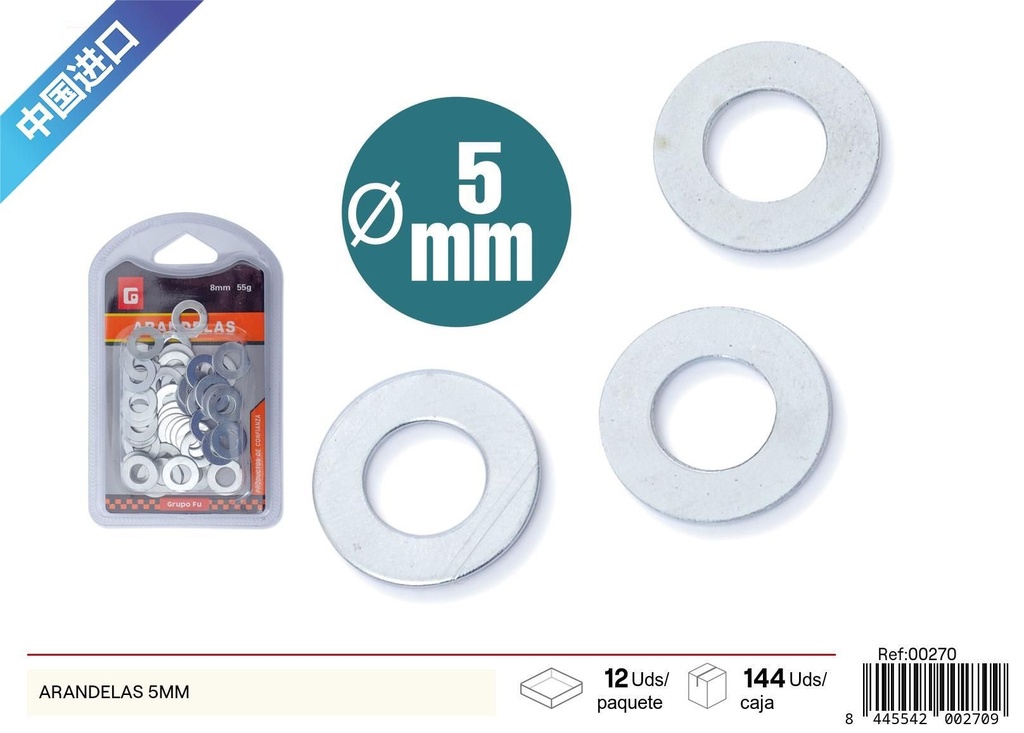 Arandelas de 5 mm (DIN126) - Ferretería y accesorios
