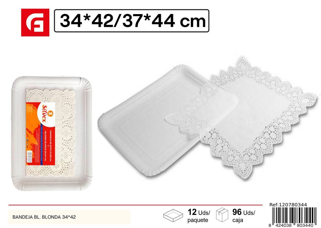 Bandeja blanca con blonda 34*42 - Utensilios desechables