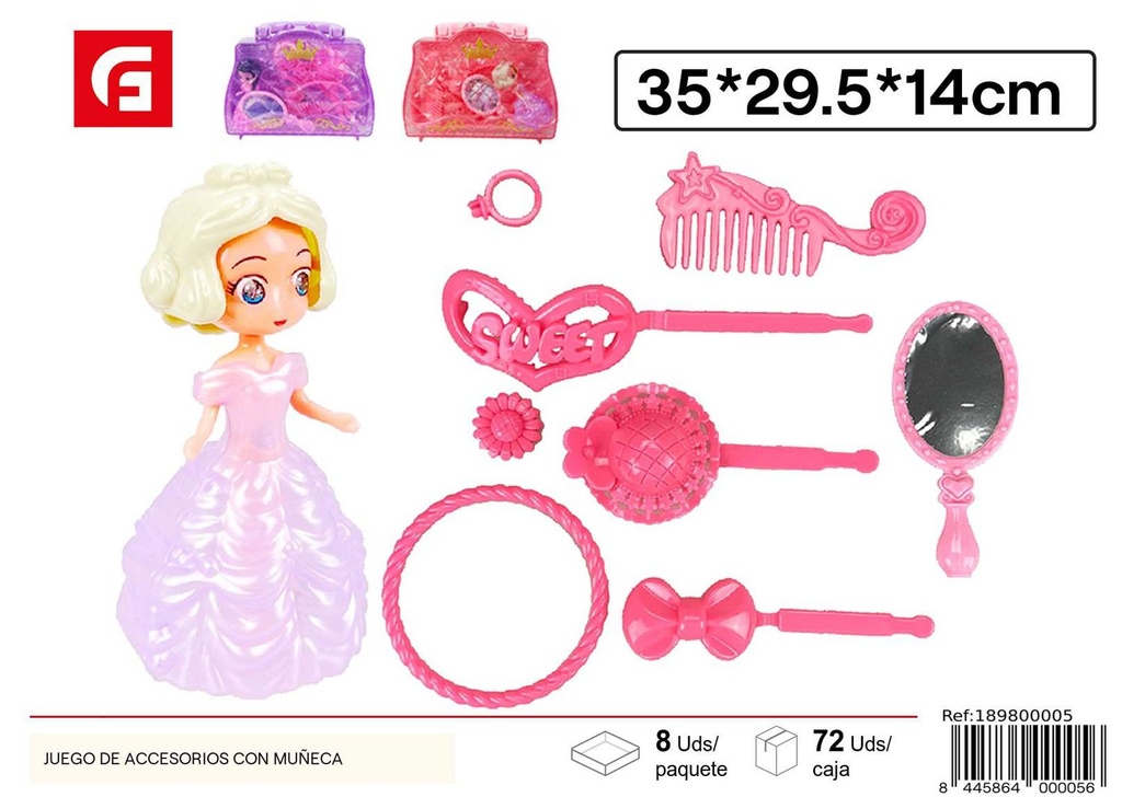 Set de accesorios de moda con muñeca- Juguetes de peluquería y belleza