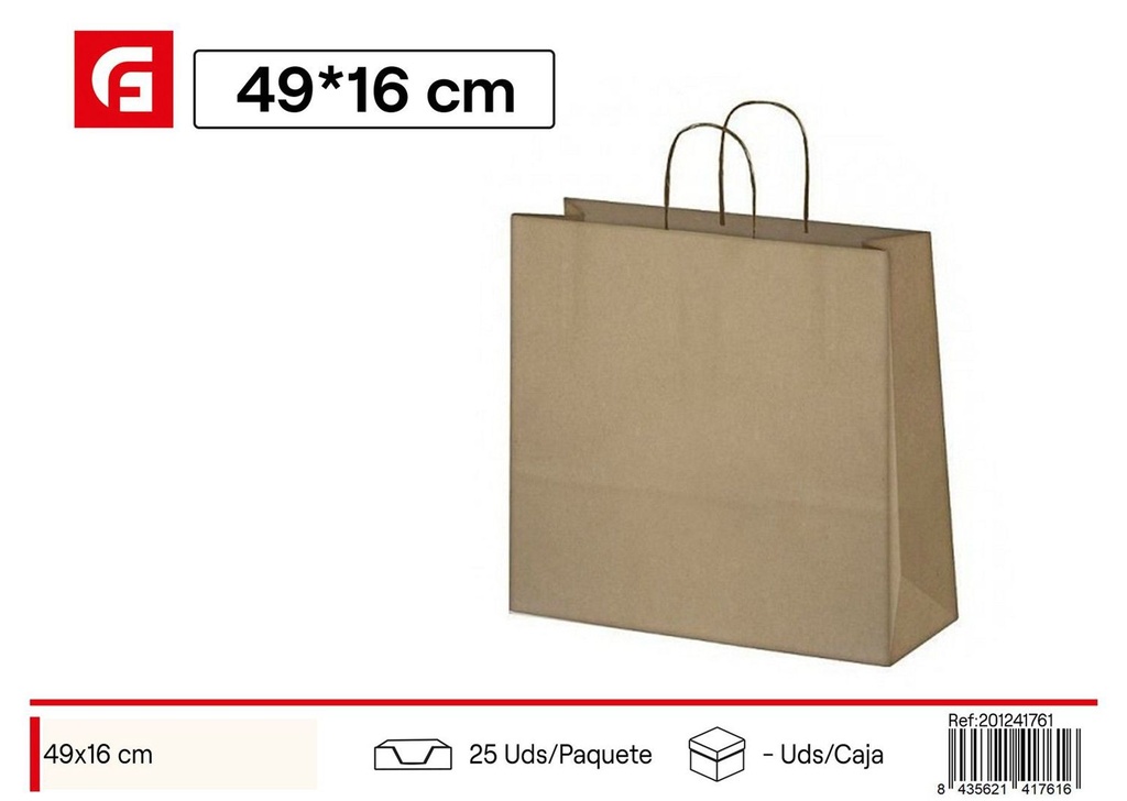 Bolsa de papel kraft con asas 46*16+16 cm- Material de regalos y envoltorios