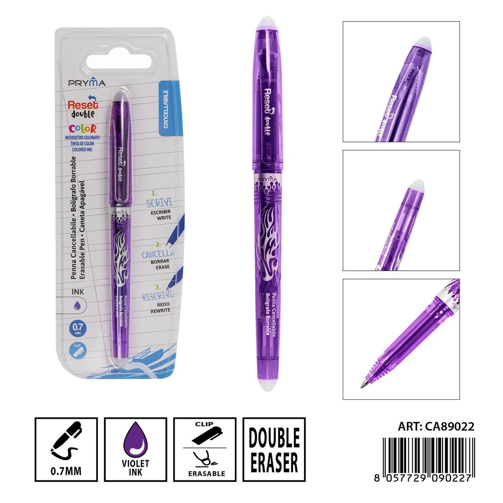 Bolígrafo borrable doble 0.7 mm - Papelería de escritura