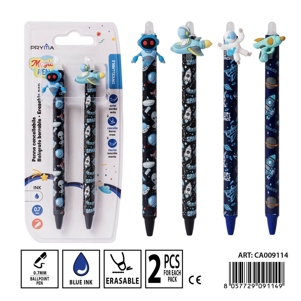 Bolígrafo borrable mágico 0.7 mm 2 piezas azul - Artículos de escritura