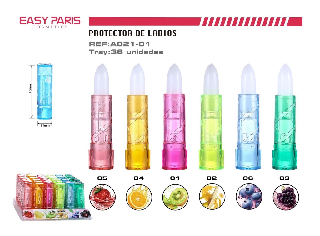 Protector labial aroma frutas 36/u - Cuidado personal y cosméticos
