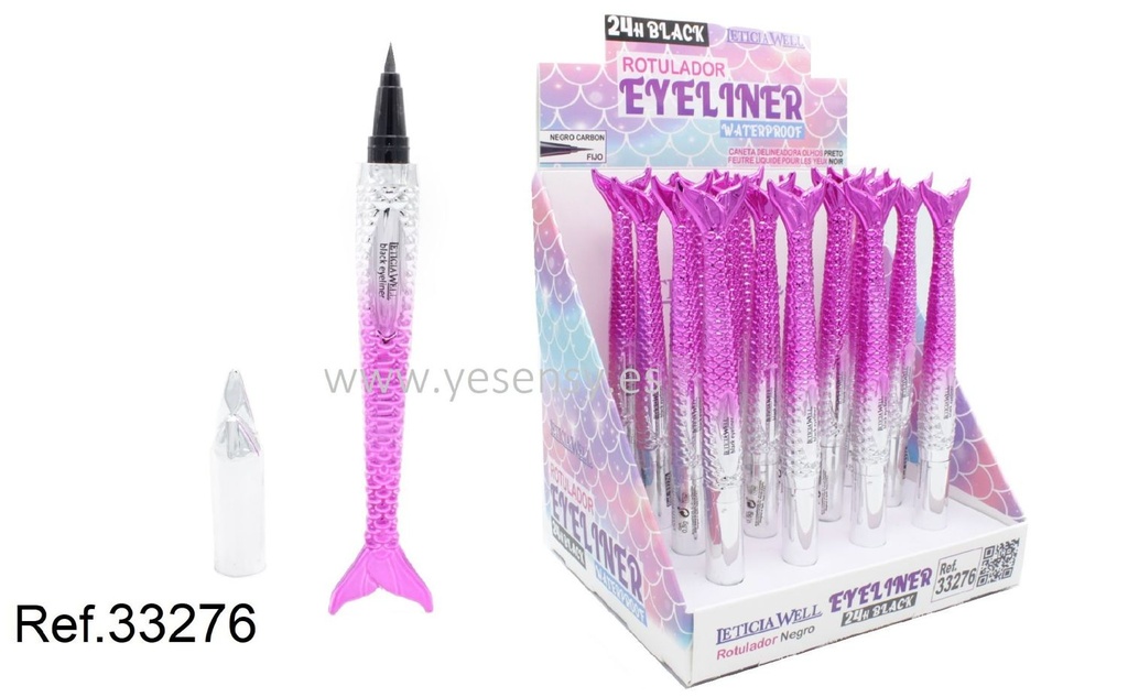 Rotulador eyeliner negro 24 horas sirena 16 unidades 33276 - Cosmética y maquillaje