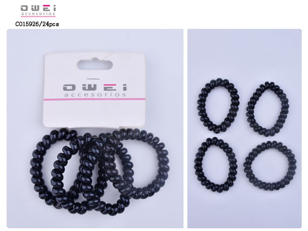Coletero cable negro 24 unidades CO15926 - Accesorios de pelo y moda