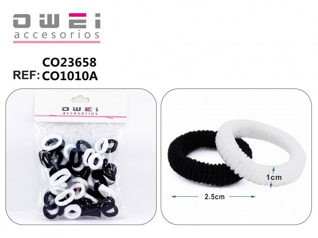 Gomitas B/N 12 unidades CO23658 - Accesorios de pelo y moda