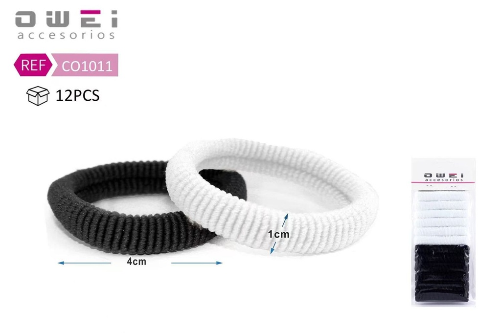 Pack goma B/N 12 unidades CO1011 OW - Accesorios de pelo y moda