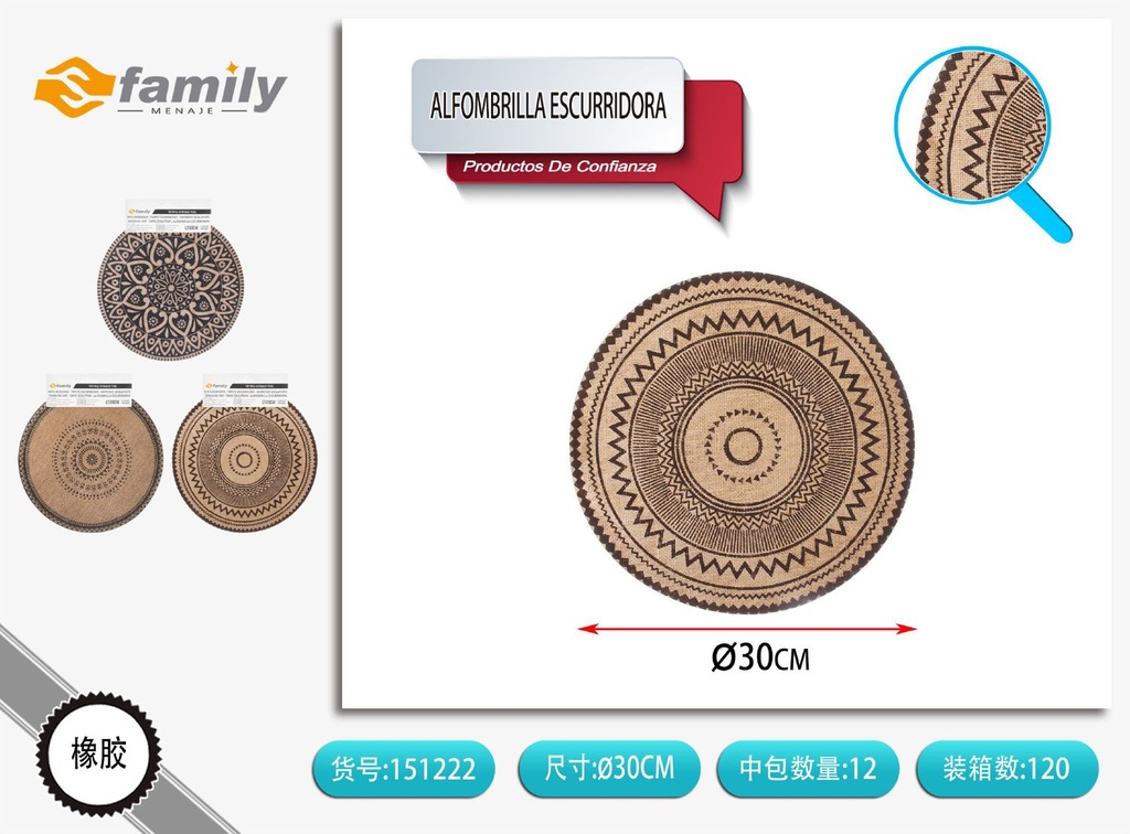 Alfombrilla escurridora circular 30*30 cm - Utensilios de cocina y preparación de alimentos