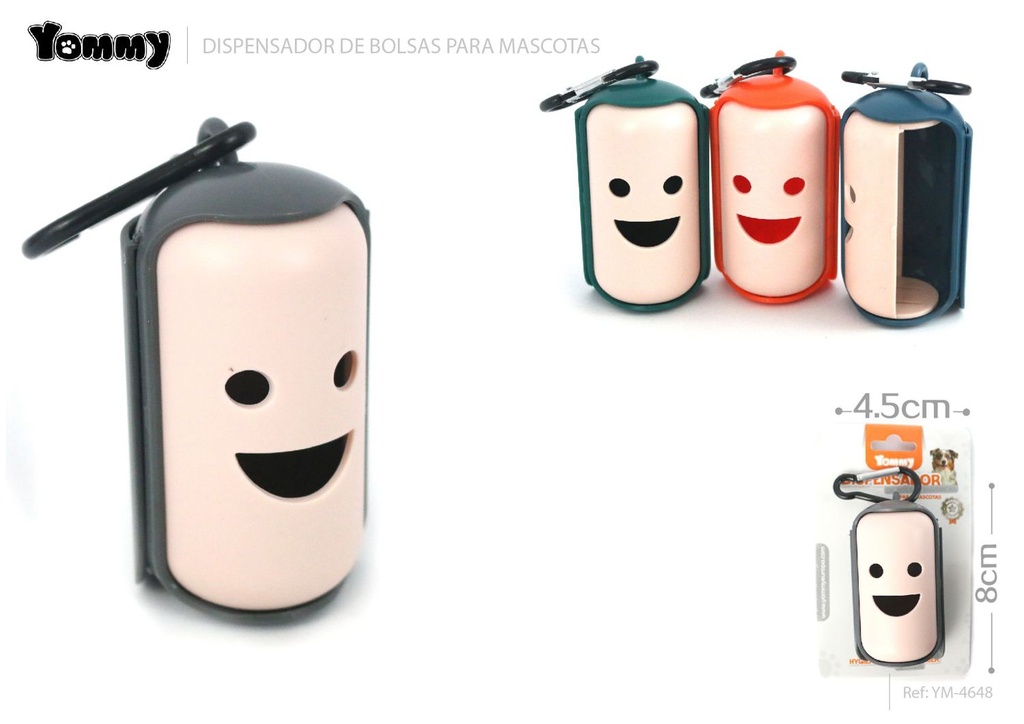 Portabolsas con cara sonriente 8*4.5 cm - Accesorios para mascotas
