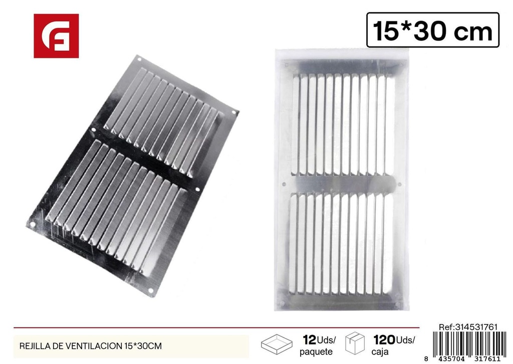 Rejilla de ventilación 15*30 cm - Accesorios de ferretería