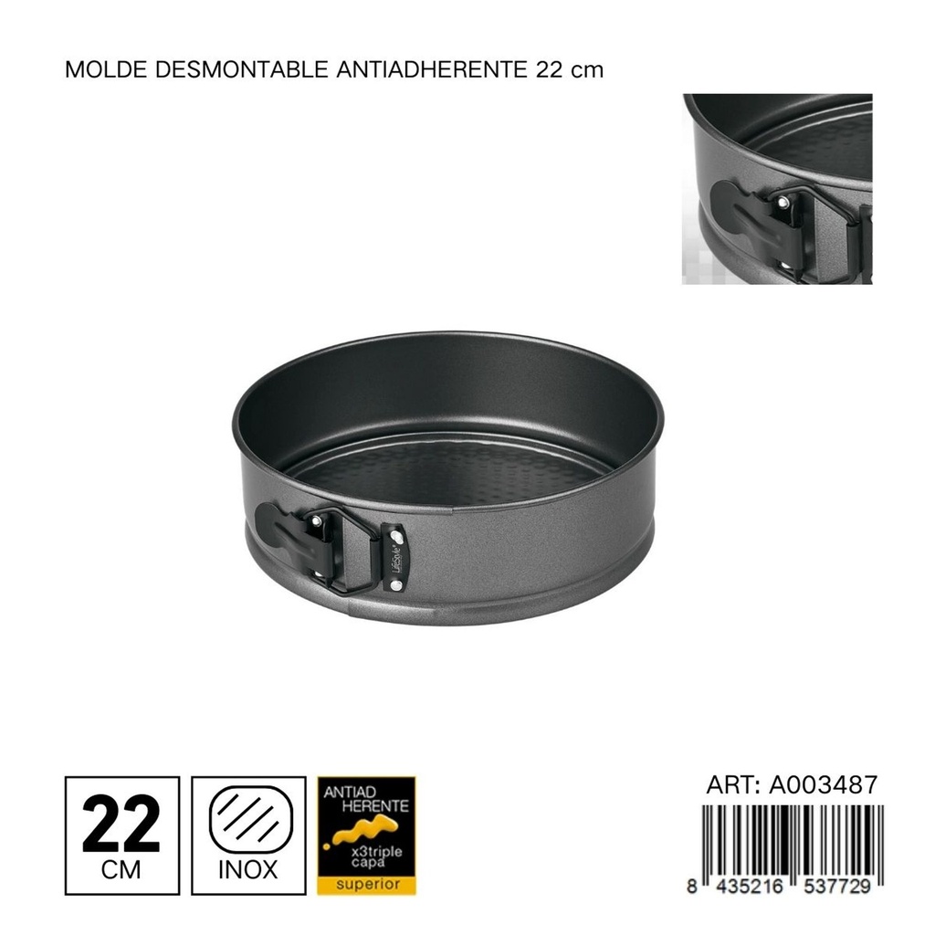 Molde desmoldable antiadherente redondo 22 cm - Utensilios para repostería