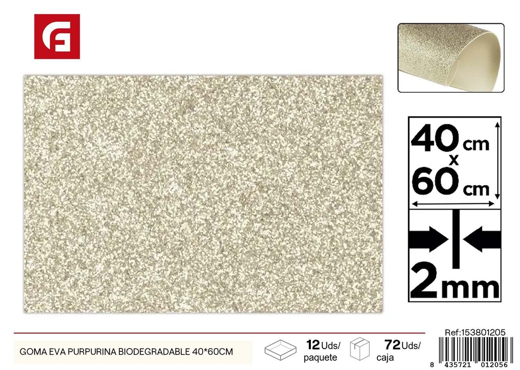 Goma EVA purpurina biodegradable 40*60cm - Materiales de manualidades