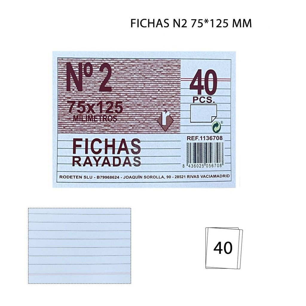 Fichas N2 75x125 mm - Tarjetas y material de oficina