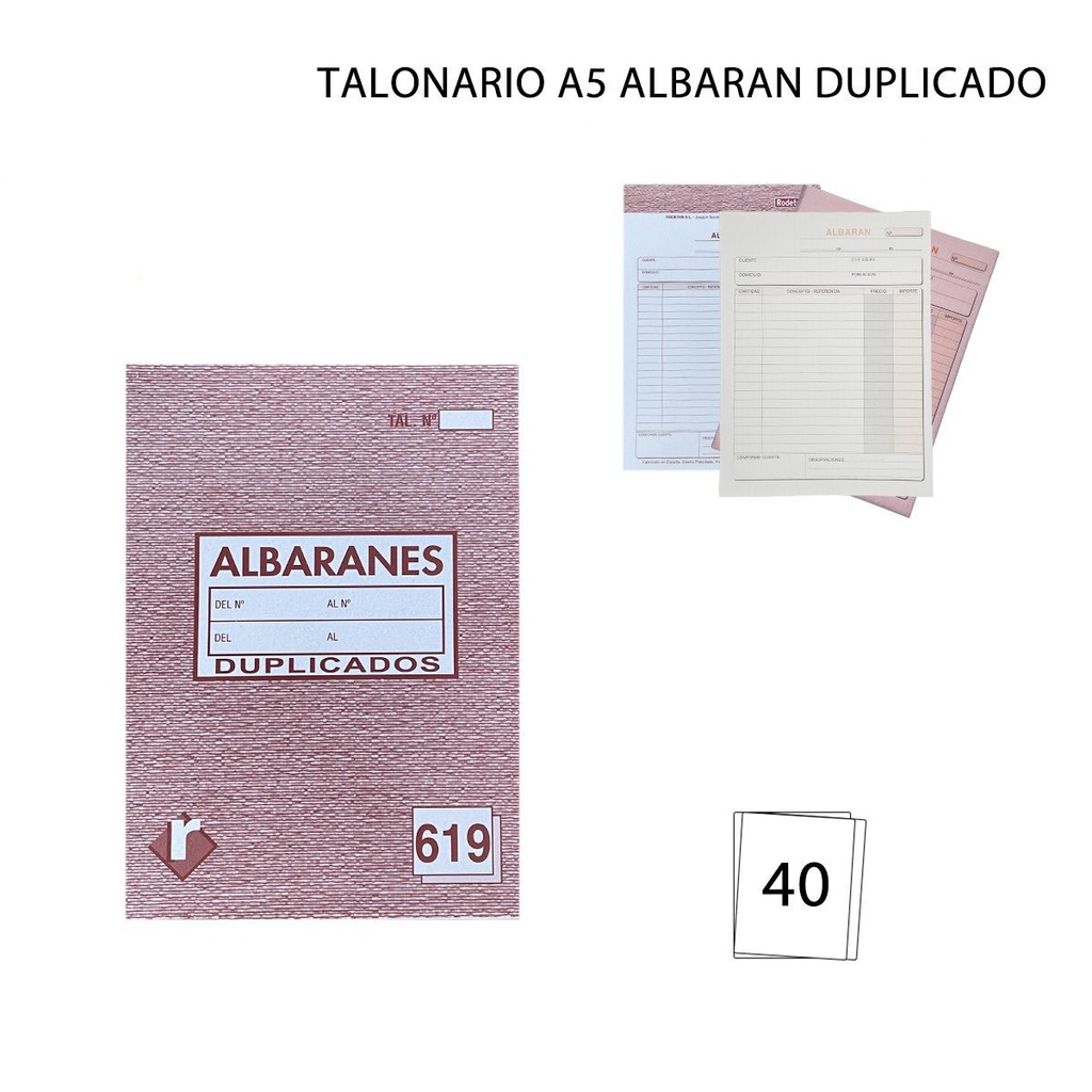 Talonario A5 albarán duplicado 20+20 hojas - Papelería y formularios