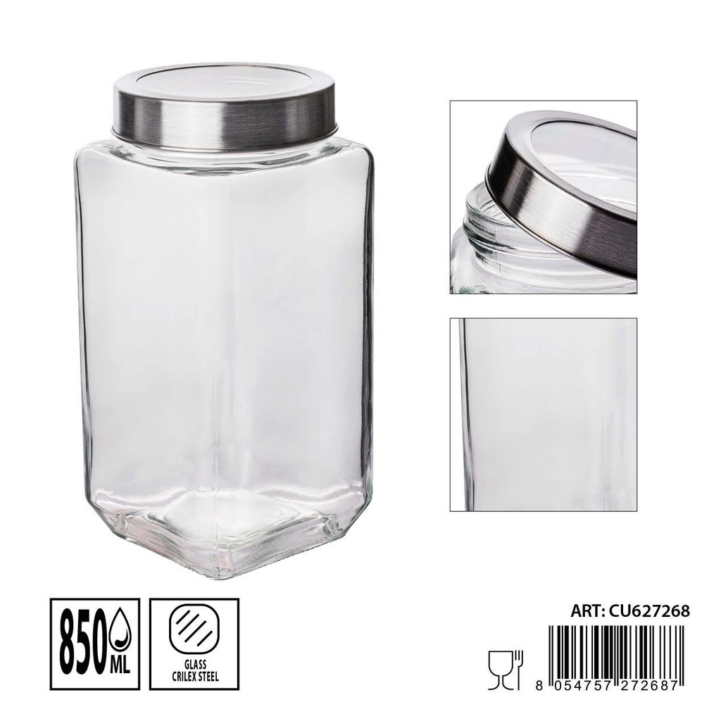 Tarro de cristal 850 ml 9x9x18.2 cm - Accesorios de almacenamiento en cocina