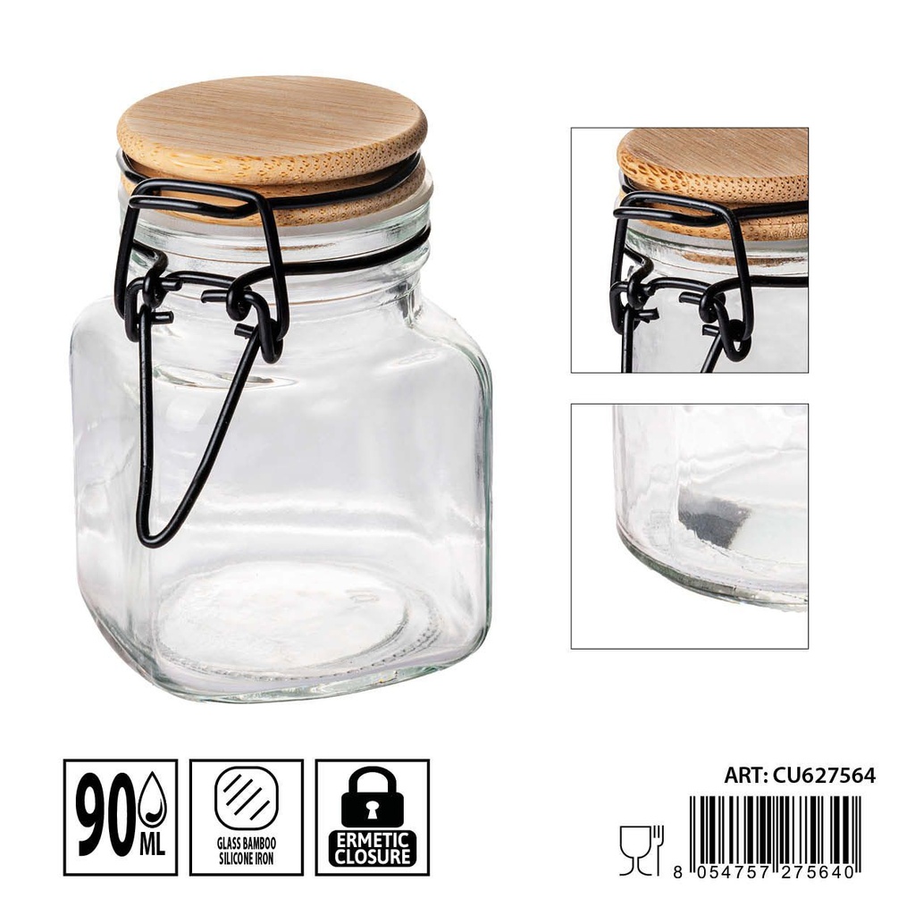 Tarros de cristal herméticos 90ml dimensiones 6.1X5.2X8cm - Artículos de hogar y tarros de almacenamiento