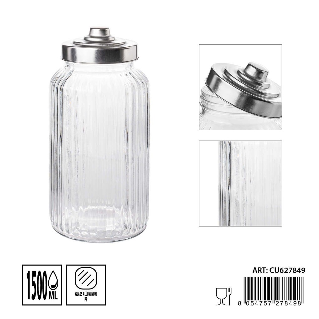 Tarros de cristal con tapa de aluminio 1500ml dimensiones 11.5X24cm - Artículos de hogar y tarros de almacenamiento