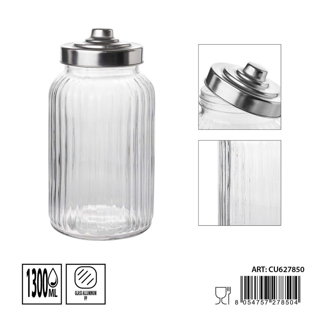 Tarros de cristal con tapa de aluminio 1300ml dimensiones 11.5X22cm - Artículos de hogar y tarros de almacenamiento