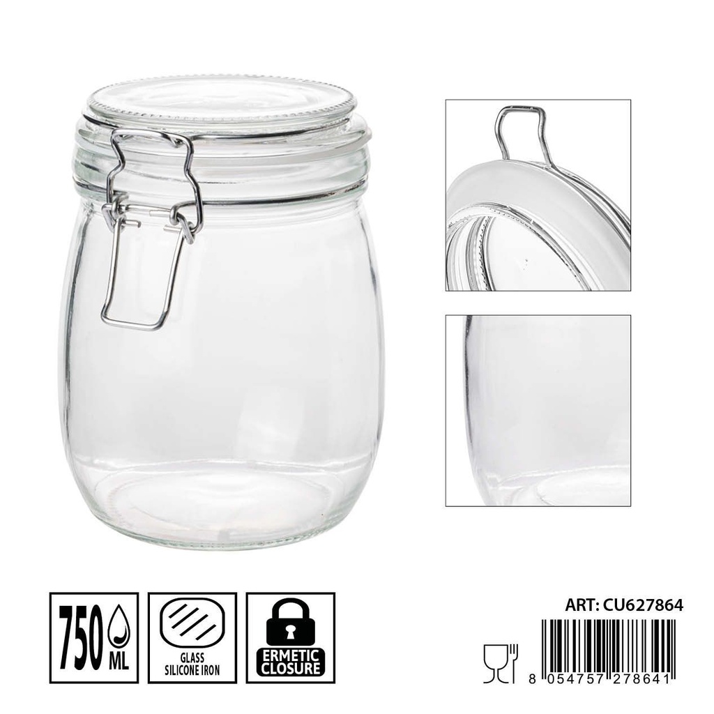Tarros de cristal herméticos 750ml dimensiones 11X14.5cm - Artículos de hogar y tarros de almacenamiento