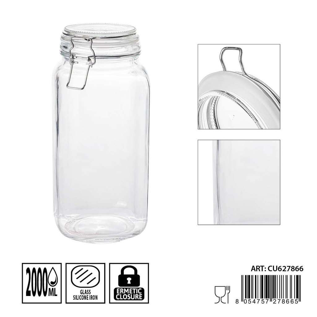 Tarros de cristal herméticos 2000 ml 11.5x26 cm - Accesorios de cocina